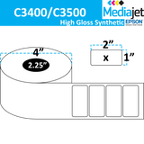 <strong>2" x 1"</strong><br>Die Cut High Gloss Synthetic Inkjet Labels for Epson C3400 / C3500<br>(8 Rolls)