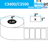 2" x 1" Matte Paper Inkjet Labels. 8 Rolls per Case. 900 Labels per Roll. 4" OD, 2.25" Core. Perfed. IJM-2-1-900-225