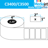 <strong>2" x 1"</strong><br>Die Cut Matte Paper Inkjet Labels for Epson C3400 / C3500<br>(8 Rolls)