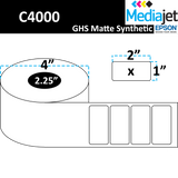 <strong>2" x 1"</strong><br> Die Cut GHS Matte Synthetic Inkjet Labels for Epson C4000<br>