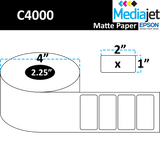 2" x 1" Matte Paper Inkjet Labels.  8 Rolls per Case. 900 Labels per Roll. 4" OD, 2.25" Core. Perfed. SKU: IJM-2-1-900-225