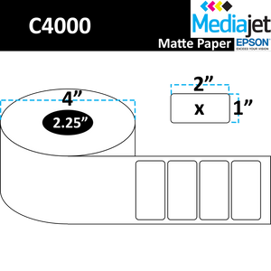<strong>2" x 1"</strong><br>Die Cut Matte Paper Inkjet Labels for Epson C4000<br>(8 Rolls)