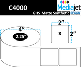 <strong>2" x 2"</strong><br>Die Cut GHS Matte Synthetic Inkjet Labels for Epson C4000<br>(8 Rolls)