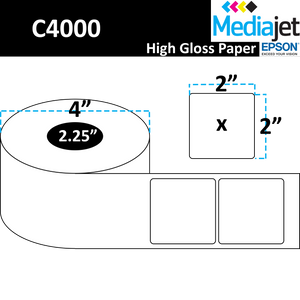 <strong>2" x 2"</strong><br>Die Cut High Gloss Paper Inkjet Labels for Epson C4000<br>(8 Rolls)