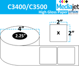 <strong>2" x 2"</strong><br>Die Cut High Gloss Paper Inkjet Labels for Epson C3400 / C3500<br>(8 Rolls)