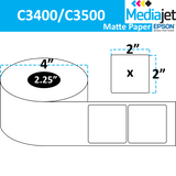 2" x 2" Matte Paper Inkjet Labels. 8 Rolls per Case. 450 Labels per Roll. 4" OD, 2.25" Core. Perfed. SKU: IJM-2-2-450-225