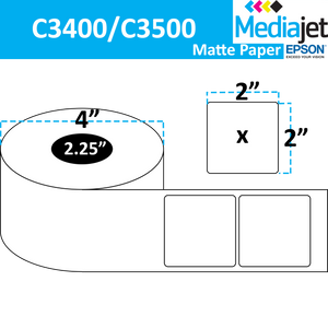 <strong>2" x 2"</strong><br>Die Cut Matte Paper Inkjet Labels for Epson C3400 / C3500<br>(8 Rolls)