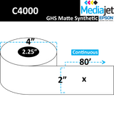 <strong>2" x 80'</strong><br>Continuous GHS Matte Synthetic Inkjet Labels for Epson C4000<br>(12 Rolls)