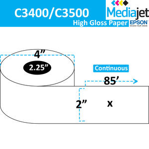 <strong>2" x 85'</strong><br>Continuous High Gloss Paper Inkjet Labels for Epson C3400 / C3500<br>(12 Rolls)