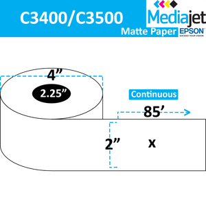 <strong>2" x 85'</strong><br>Continuous Matte Paper Inkjet Labels for Epson C3400 / C3500<br>(12 Rolls)