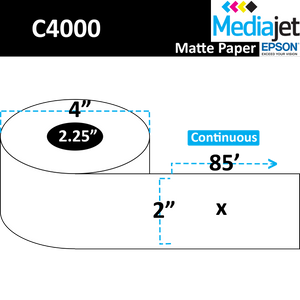 <strong>2" x 85'</strong><br>Continuous Matte Paper Inkjet Labels for Epson C4000<br>(12 Rolls)