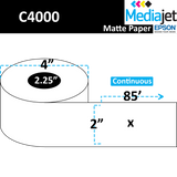 <strong>2" x 85'</strong><br>Continuous Matte Paper Inkjet Labels for Epson C4000<br>(12 Rolls)