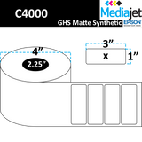 <strong>3" x 1"</strong><br>Die Cut GHS Matte Synthetic Inkjet Labels for Epson C4000<br>(8 Rolls)