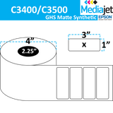 <strong>3" x 1"</strong><br>Die Cut GHS Matte Synthetic Inkjet Labels for Epson C3400 / C3500<br>(8 Rolls)