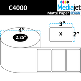 <strong>3" x 2"</strong><br>Die Cut Matte Paper Inkjet Labels for Epson C4000<br>(8 Rolls)