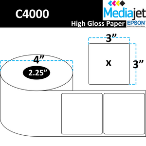 <strong>3" x 3"</strong><br>Die Cut High Gloss Paper Inkjet Labels for Epson C4000<br>(8 Rolls)