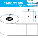 <strong>3" x 3"</strong><br>Die Cut High Gloss Paper Inkjet Labels for Epson C3400 / C3500<br>(8 Rolls)