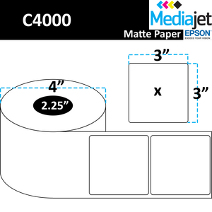 <strong>3" x 3"</strong><br>Die Cut Matte Paper Inkjet Labels for Epson C4000<br>(8 Rolls)