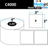 <strong>3" x 3"</strong><br>Die Cut Matte Paper Inkjet Labels for Epson C4000<br>(8 Rolls)