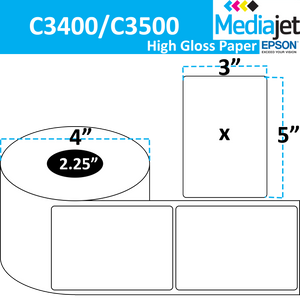 <strong>3" x 5"</strong><br>Die Cut High Gloss Paper Inkjet Labels for Epson C3400 / C3500<br>(8 Rolls)