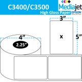 <strong>3" x 5"</strong><br>Die Cut High Gloss Paper Inkjet Labels for Epson C3400 / C3500<br>(8 Rolls)