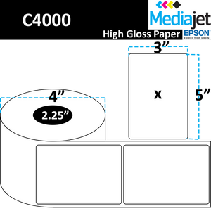 <strong>3" x 5"</strong><br>Die Cut High Gloss Paper Inkjet Labels for Epson C4000<br>(8 Rolls)