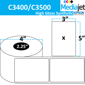 <strong>3" x 5"</strong><br>Die Cut High Gloss Synthetic Inkjet Labels for Epson C3400 / C3500<br>(8 Rolls)