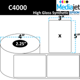 <strong>3" x 5"</strong><br>Die Cut High Gloss Synthetic Inkjet Labels for Epson C4000<br>(8 Rolls)