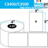 <strong>3" x 5"</strong><br>Die Cut High Gloss Synthetic Inkjet Labels for Epson C3400 / C3500<br>(8 Rolls)