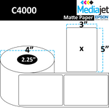 <strong>3" x 5"</strong><br>Die Cut Matte Paper Inkjet Labels for Epson C4000<br>(8 Rolls)