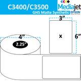 <strong>3" x 6"</strong><br>Die Cut GHS Matte Synthetic Inkjet Labels<br>(8 Rolls)