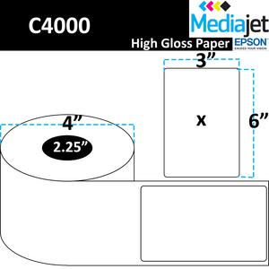 <strong>3" x 6"</strong><br>Die Cut High Gloss Paper Inkjet Labels for Epson C4000<br>(8 Rolls)