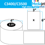 <strong>3" x 6"</strong><br>Die Cut High Gloss Paper Inkjet Labels for Epson C3400 / C3500<br>(8 Rolls)