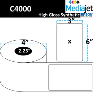 <strong>3" x 6"</strong><br>Die Cut High Gloss Synthetic Inkjet Labels for Epson C4000<br>(8 Rolls)