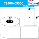 3" x 6" Matte Paper Inkjet Labels. 8 Rolls per Case. 175 Labels per Roll. 4" OD, 2.25" Core. Perfed. SKU: IJM-3-6-175.225