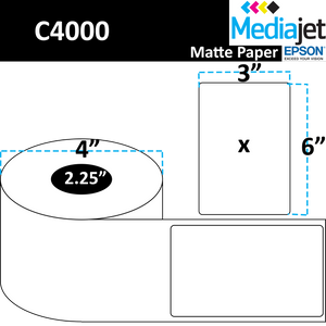 <strong>3" x 6"</strong><br>Die Cut Matte Paper Inkjet Labels for Epson C4000<br>(8 Rolls)