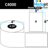 <strong>3" x 6"</strong><br>Die Cut Matte Paper Inkjet Labels for Epson C4000<br>(8 Rolls)