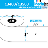 <strong>3" x 80'</strong><br>Continuous GHS Matte Synthetic Inkjet Labels for Epson C3400 / C3500<br>(12 Rolls)