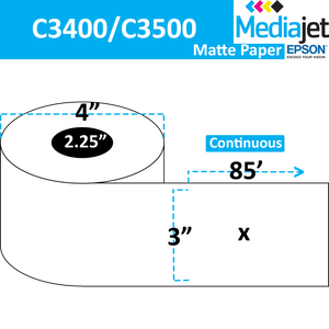 <strong>3" x 85'</strong><br>Continuous Matte Paper Inkjet Labels for Epson C3400 / C3500<br>(12 Rolls)