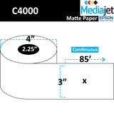 <strong>3" x 85'</strong><br>Continuous Matte Paper Inkjet Labels for Epson C4000<br>(12 Rolls)
