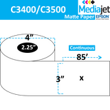 <strong>3" x 85'</strong><br>Continuous Matte Paper Inkjet Labels for Epson C3400 / C3500<br>(12 Rolls)