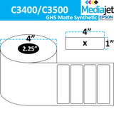 <strong>4" x 1"</strong><br>Die Cut GHS Matte Synthetic Inkjet Labels for Epson C3400 / C3500<br>(8 Rolls)