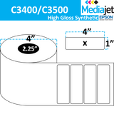 <strong>4" x 1"</strong><br>Die Cut Gloss Synthetic Inkjet Labels<br>(8 Rolls)