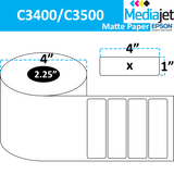 <strong>4" x 1"</strong><br>Die Cut Matte Paper Inkjet Labels for Epson C3400 / C3500<br>(8 Rolls)