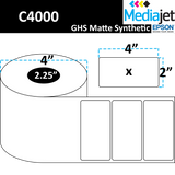 <strong>4" x 2"</strong><br>Die Cut GHS Matte Synthetic Inkjet Labels for Epson C4000<br>(8 Rolls)