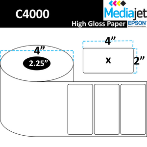 <strong>4" x 2"</strong><br>Die Cut High Gloss Paper Inkjet Labels for Epson C4000<br>(8 Rolls)