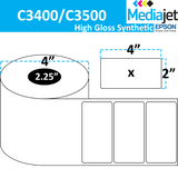<strong>4" x 2"</strong><br>Die Cut High Gloss Synthetic Inkjet Labels for Epson C3400 / C3500<br>(8 Rolls)