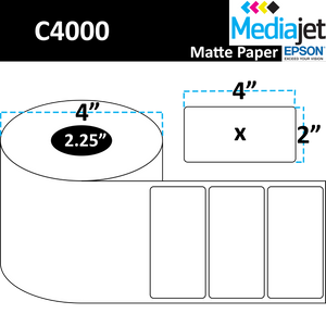 <strong>4" x 2"</strong><br>Die Cut Matte Paper Inkjet Labels for Epson C4000<br>(8 Rolls)