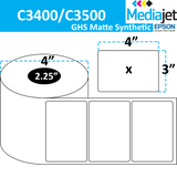 4" x 3" GHS / BS5609 Matte Synthetic Inkjet Labels. 8 Rolls per Case. 300 Labels per Roll. 4" OD, 2.25" Core. Perfed. SKU: ISP-4-3-300-225