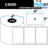 <strong>4" x 3"</strong><br>Die Cut GHS Matte Synthetic Inkjet Labels for Epson C4000<br>(8 Rolls)